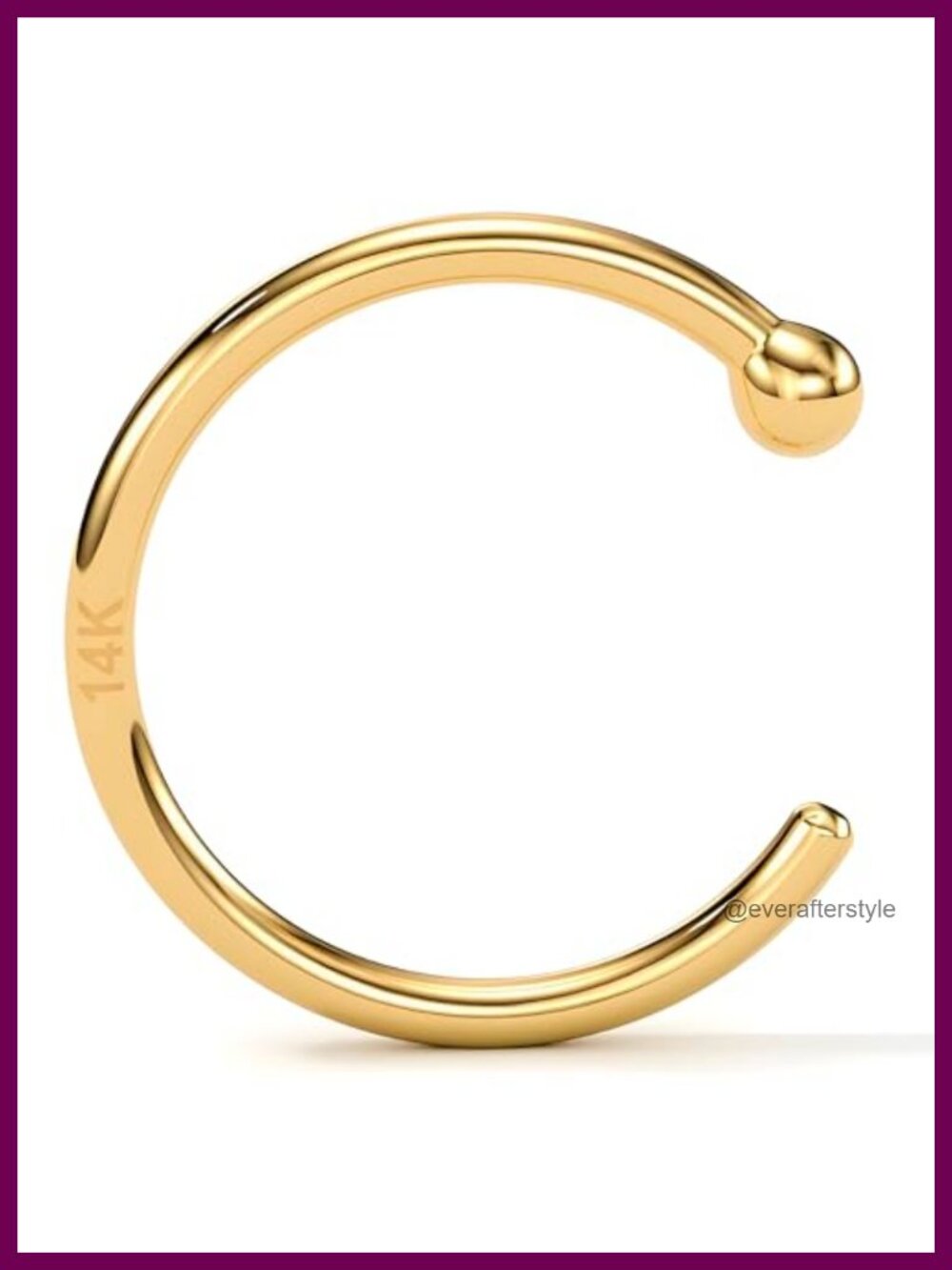 14k Solid Gold Nose Hoop Ring 20 Gauge 1/4" Handmade Hypoallergenic Piercing